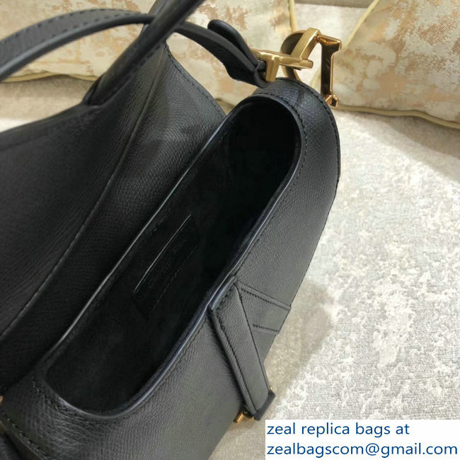 Dior Mini Saddle Bag in Grained Calfskin Black 2018