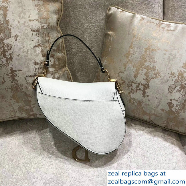 Dior Mini Saddle Bag in Grained Calfskin White 2018 - Click Image to Close