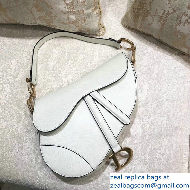 Dior Saddle Bag in Grained Calfskin White 2018 - Click Image to Close