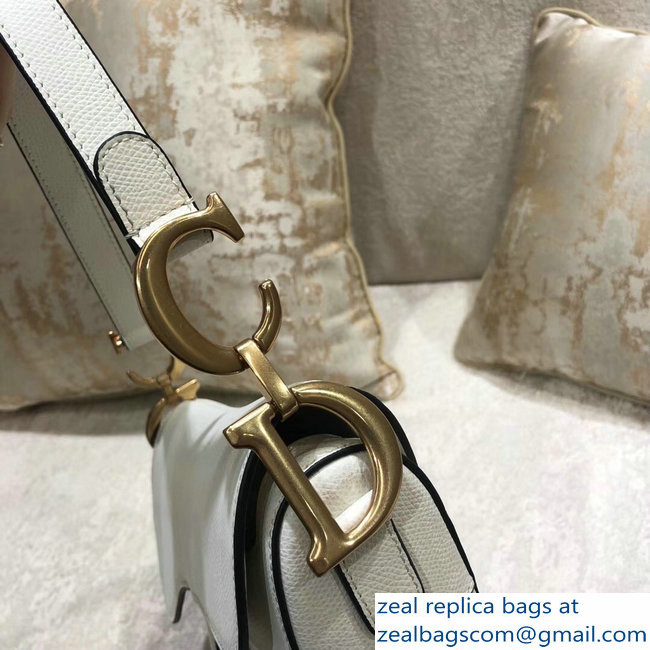 Dior Saddle Bag in Grained Calfskin White 2018 - Click Image to Close