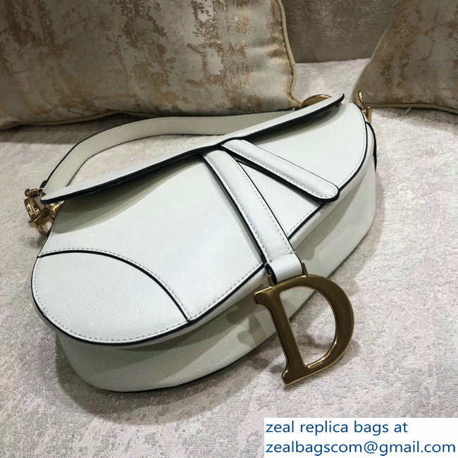 Dior Saddle Bag in Grained Calfskin White 2018