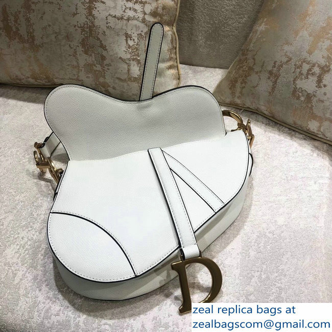 Dior Saddle Bag in Grained Calfskin White 2018 - Click Image to Close