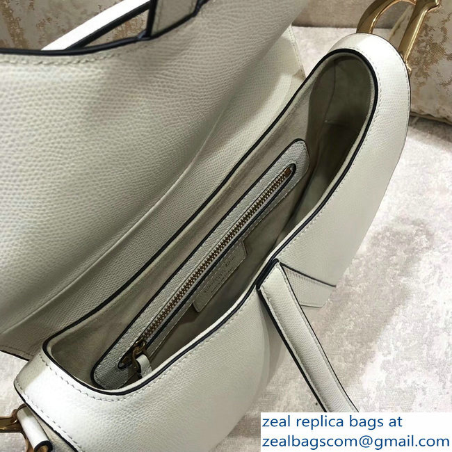 Dior Saddle Bag in Grained Calfskin White 2018