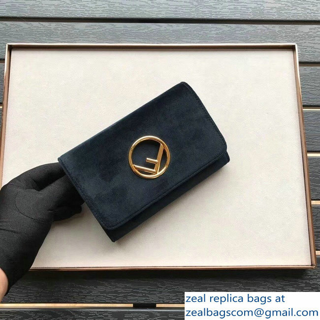 Fendi F Logo Velvet Wallet On Chain Mini Bag Black 2018