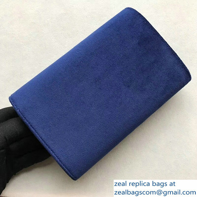 Fendi F Logo Velvet Wallet On Chain Mini Bag Blue 2018