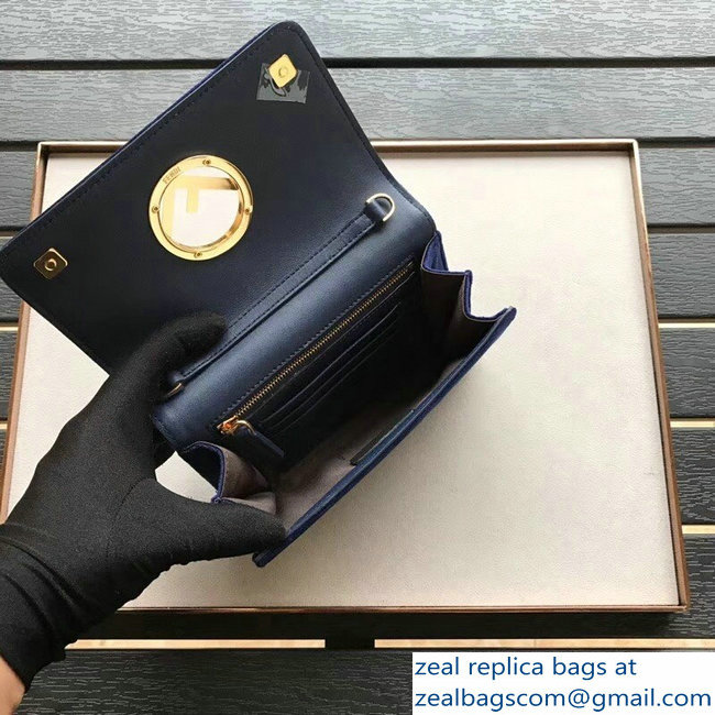 Fendi F Logo Velvet Wallet On Chain Mini Bag Blue 2018