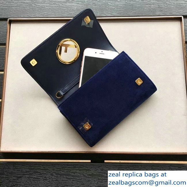 Fendi F Logo Velvet Wallet On Chain Mini Bag Blue 2018