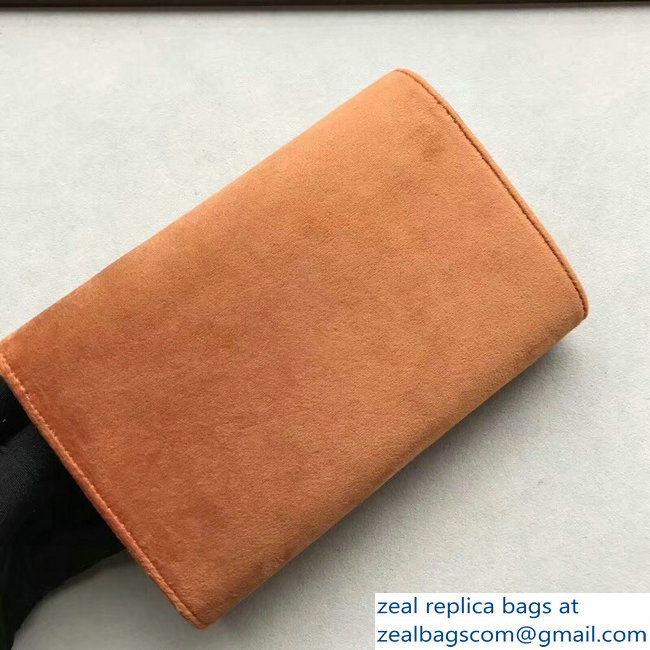Fendi F Logo Velvet Wallet On Chain Mini Bag Brown 2018