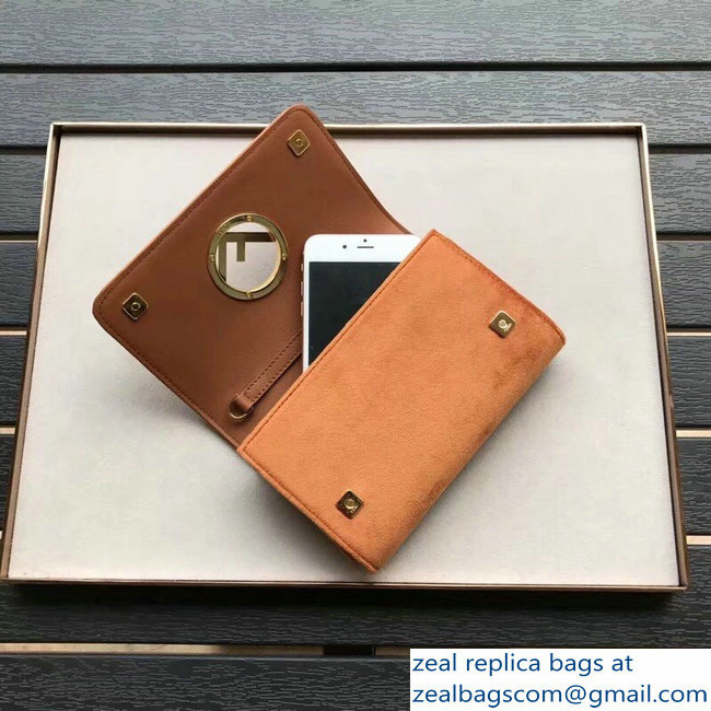 Fendi F Logo Velvet Wallet On Chain Mini Bag Brown 2018
