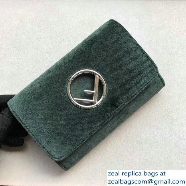 Fendi F Logo Velvet Wallet On Chain Mini Bag Green 2018