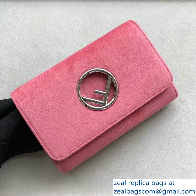 Fendi F Logo Velvet Wallet On Chain Mini Bag Pink 2018