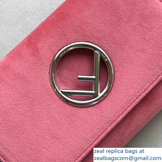 Fendi F Logo Velvet Wallet On Chain Mini Bag Pink 2018