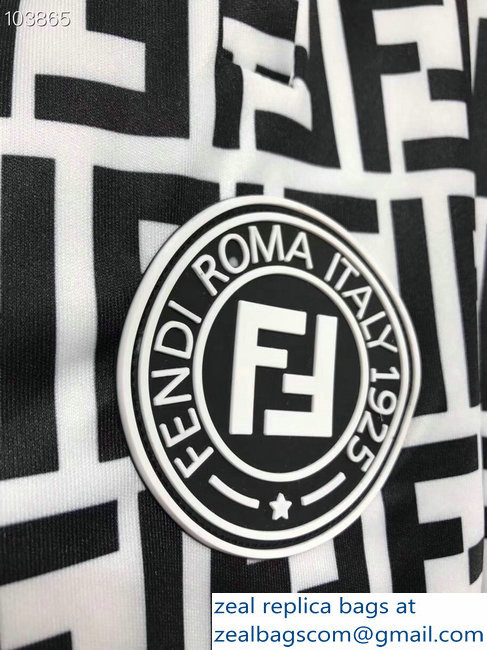 Fendi FF Logo Print Jacket and Pants Suit Black/White 2018