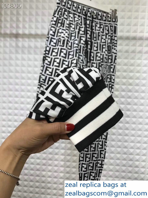 Fendi FF Logo Print Jacket and Pants Suit Black/White 2018