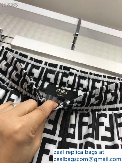 Fendi FF Logo Print Jacket and Pants Suit Black/White 2018