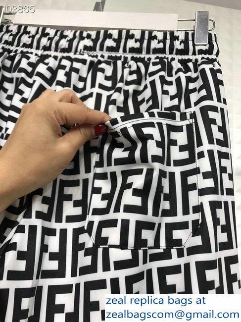Fendi FF Logo Print Jacket and Pants Suit Black/White 2018