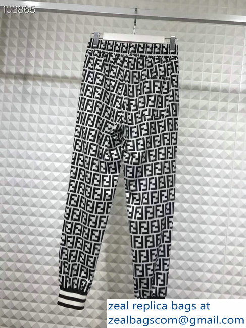 Fendi FF Logo Print Jacket and Pants Suit Black/White 2018
