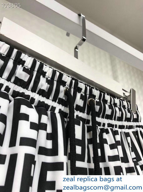 Fendi FF Logo Print Jacket and Pants Suit Black/White 2018