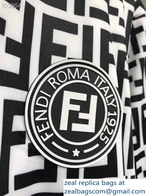 Fendi FF Logo Print Jacket and Pants Suit Black/White 2018