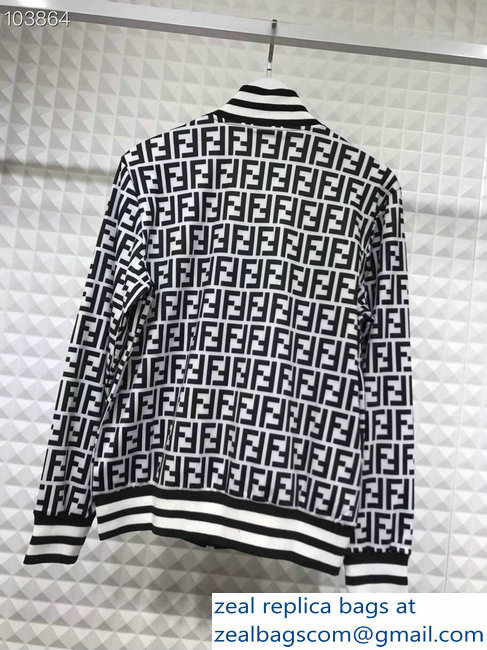 Fendi FF Logo Print Jacket and Pants Suit Black/White 2018