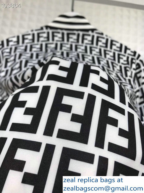 Fendi FF Logo Print Jacket and Pants Suit Black/White 2018