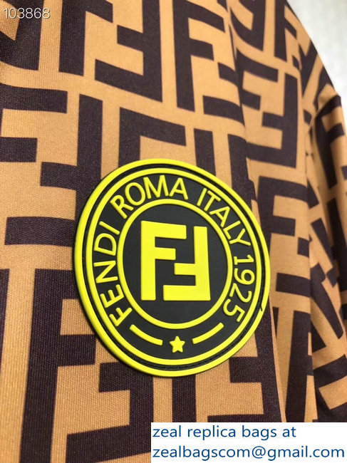 Fendi FF Logo Print Jacket and Pants Suit Brown 2018