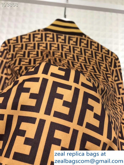 Fendi FF Logo Print Jacket and Pants Suit Brown 2018