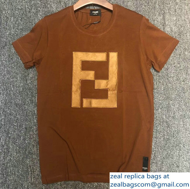 Fendi FF Logo Print T-shirt Brown 2018 - Click Image to Close