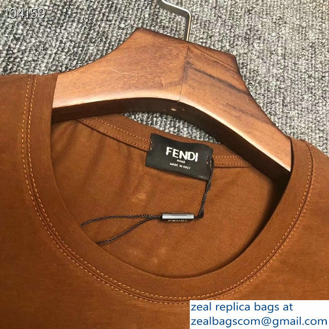 Fendi FF Logo Print T-shirt Brown 2018 - Click Image to Close