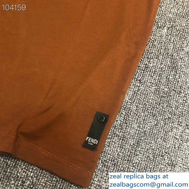 Fendi FF Logo Print T-shirt Brown 2018