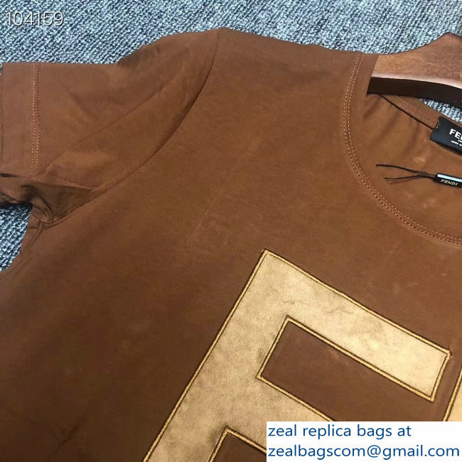 Fendi FF Logo Print T-shirt Brown 2018 - Click Image to Close