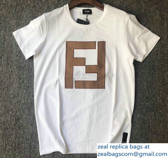 Fendi FF Logo Print T-shirt White 2018 - Click Image to Close