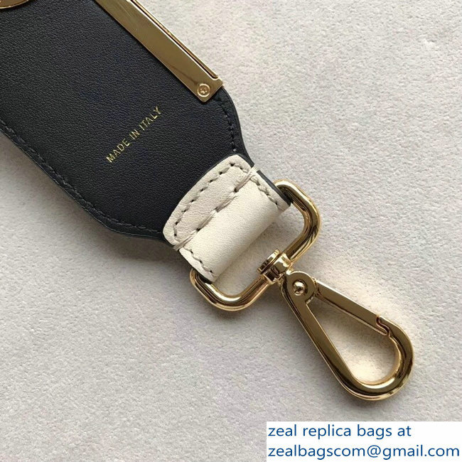 Fendi Leather Long Shoulder Strap You White Macro Logo In Metal Gold 2018