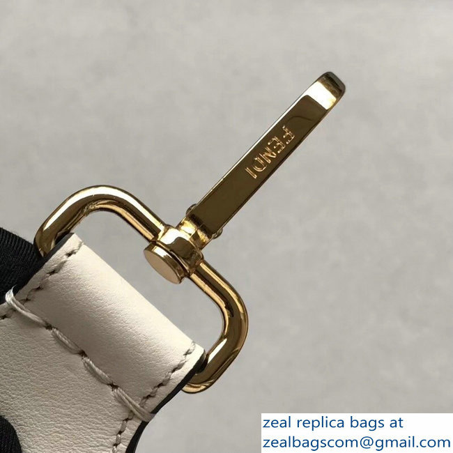 Fendi Leather Long Shoulder Strap You White Macro Logo In Metal Gold 2018