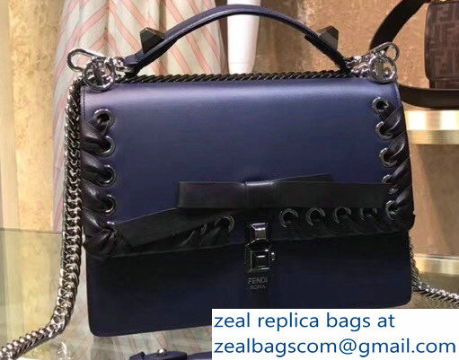 Fendi Medium Kan I Bag Threaded Decoration And Bow Blue 2018 - Click Image to Close
