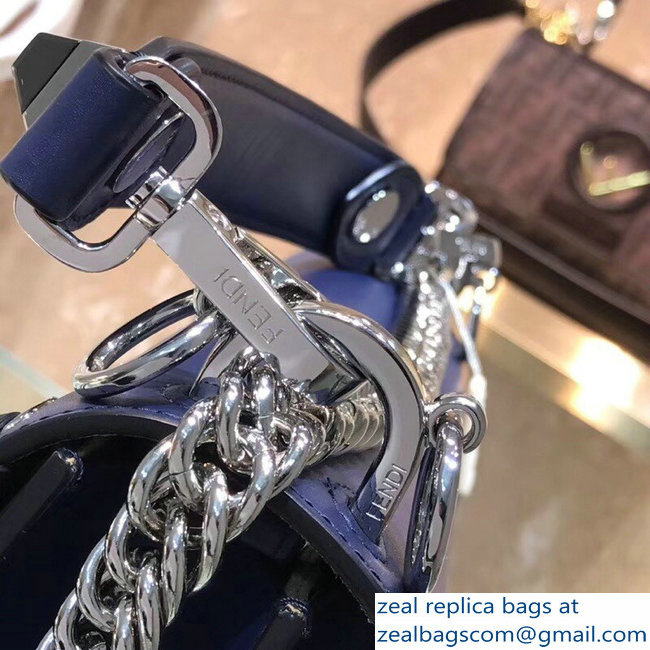 Fendi Medium Kan I Bag Threaded Decoration And Bow Blue 2018 - Click Image to Close