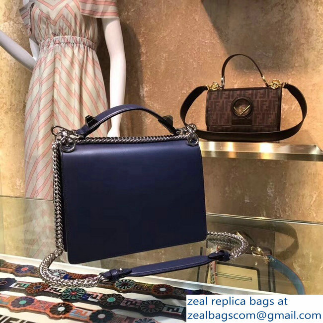 Fendi Medium Kan I Bag Threaded Decoration And Bow Blue 2018 - Click Image to Close