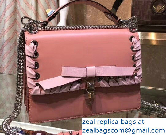 Fendi Medium Kan I Bag Threaded Decoration And Bow Pink 2018