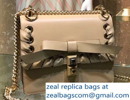 Fendi Mini Kan I Bag Threaded Decoration And Bow Beige 2018 - Click Image to Close
