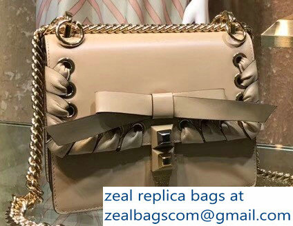 Fendi Mini Kan I Bag Threaded Decoration And Bow Beige 2018