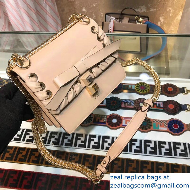 Fendi Mini Kan I Bag Threaded Decoration And Bow Beige 2018