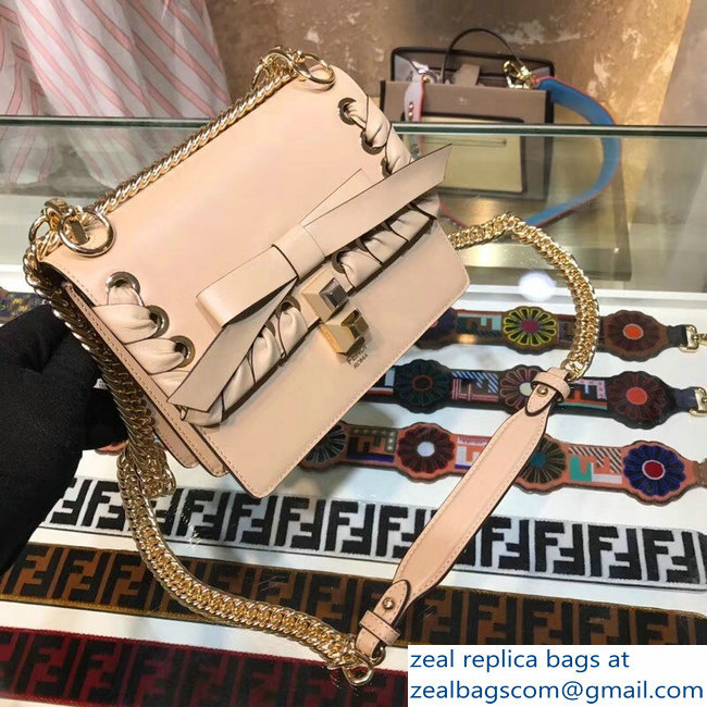 Fendi Mini Kan I Bag Threaded Decoration And Bow Beige 2018 - Click Image to Close