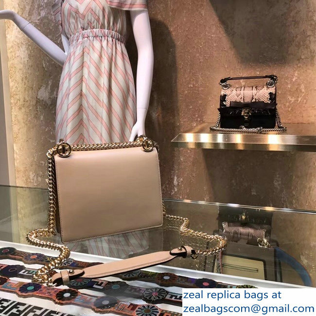 Fendi Mini Kan I Bag Threaded Decoration And Bow Beige 2018 - Click Image to Close