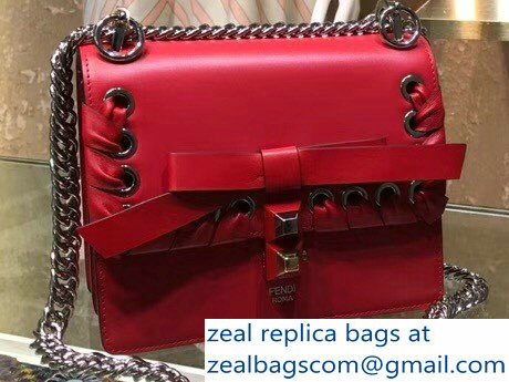 Fendi Mini Kan I Bag Threaded Decoration And Bow Red 2018 - Click Image to Close