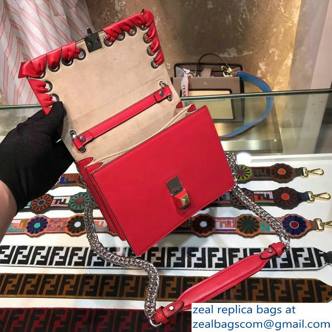 Fendi Mini Kan I Bag Threaded Decoration And Bow Red 2018 - Click Image to Close