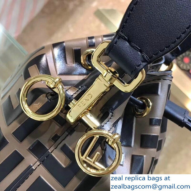 Fendi Mon Tresor Leather Bucket Mini Bag FF Logo Coffee 2018