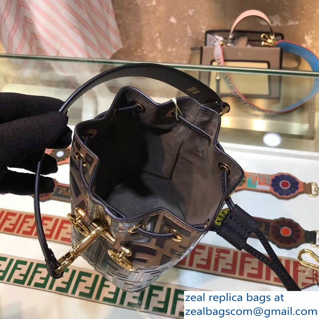 Fendi Mon Tresor Leather Bucket Mini Bag FF Logo Coffee 2018
