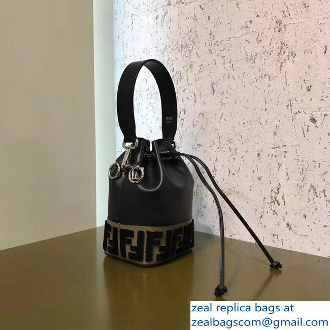 Fendi Mon Tresor Leather Bucket Mini Bag FF Logo In The Carpet-Weave Pattern 2018