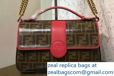 Fendi Multicolor Leather and Jacquard Fabric FF Double F Bag Red 2018