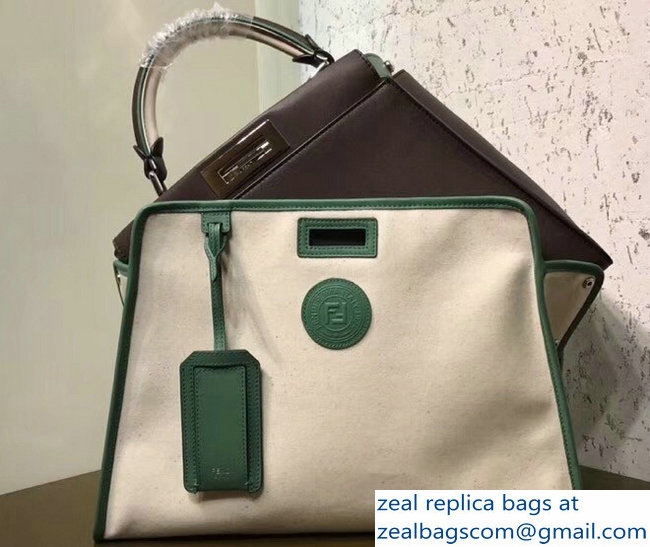 Fendi Peekaboo Defender Bag with Cover Fabric White/Green 2018